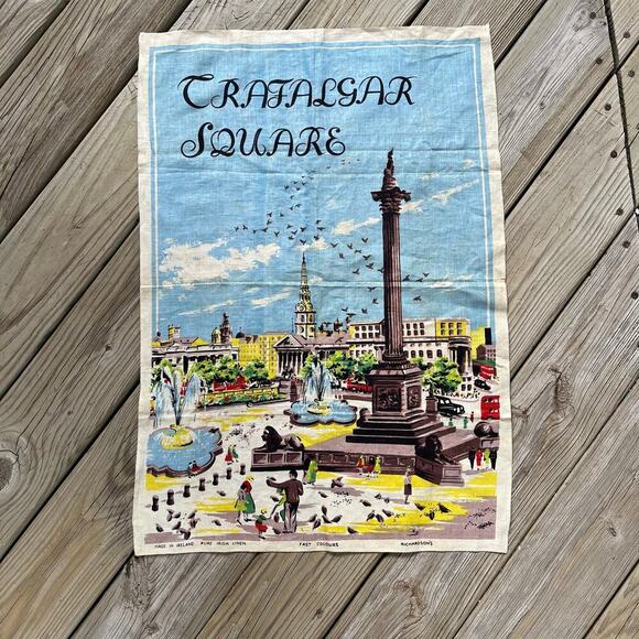 Richardson's Trafalgar Square Vintage 100% Linen Decorative Tea Towel - Picture 1 of 7